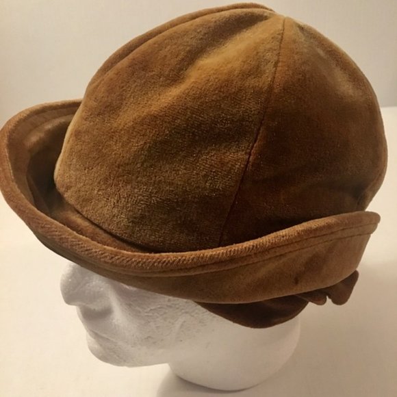 Happy Capper Brimmed Hat Ear Warmers Vintage 1950s Mid Mod Pony Tail Back Golden - Picture 3 of 8